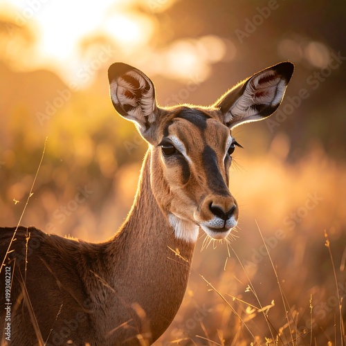 Deer in Golden Light Field Portrait.