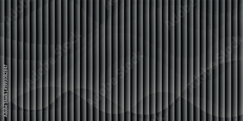 Reeded glass with black and white gradient. Ribbed glass background with refraction effect. Abstract vector background