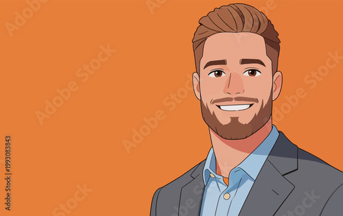 Stylish Businessman with Beard and Suit Illustration