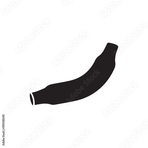 High-quality image of a single ripe black banana with a glossy texture, isolated on a pure white background, perfect for food blogs, nutrition content, and minimalist design projects