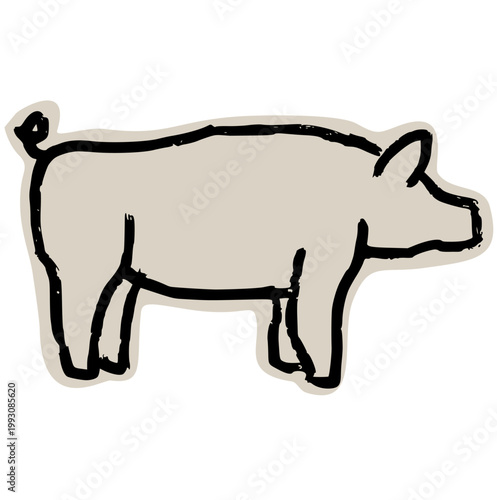 Tableau sur toile pig scrapbook collage style, swine hog, livestock farm, porky mammal, ranch anim