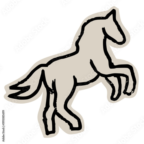 horse scrapbook collage style, stallion mare, equestrian pony, farm animal, rearing stallion, ranch steed, wild mustang, aesthetic junk journal torn paper cutout