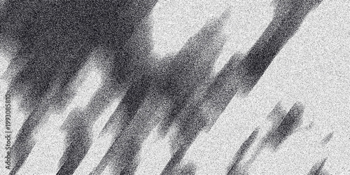 Abstract grayscale textured background with diagonal dark smudges and grainy noise effect creating a dynamic and artistic visual element