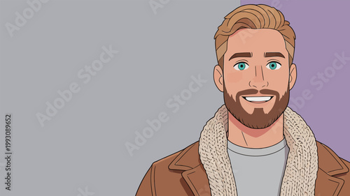 Handsome Man with Beard and Stylish Outfit