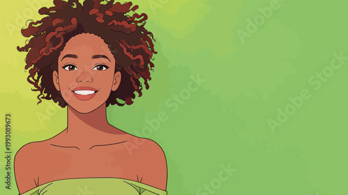 Smiling African American Woman with Curly Hair