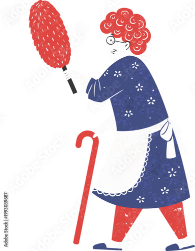 Grandma holding dusters