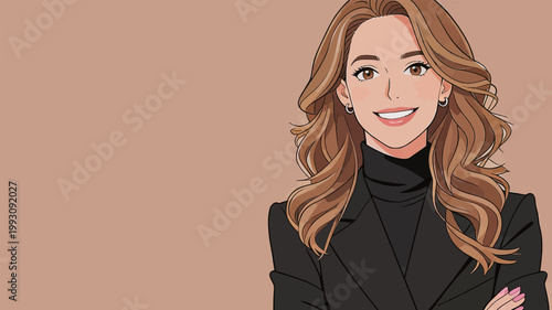 Illustrated Business Woman in Black Blazer