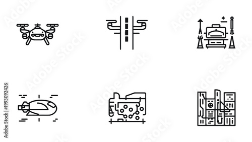 Modern Innovation Icons: A collection of meticulously crafted line icons representing cutting-edge technology and innovation, ready to bring a touch of futuristic flair to your creative projects.