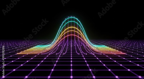 Vibrant abstract wave with multicolor glowing lines, dynamic motion effect