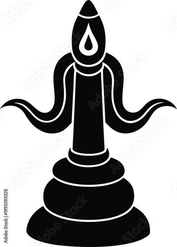 Elegant Black Indian Oil Lamp Silhouette Symbolizing Cultural Heritage and Festive Spirituality