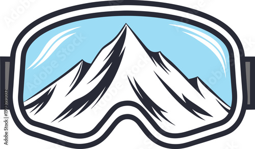 Dynamic Winter Sports Goggles Featuring a Serene Reflection of Majestic Snowy Mountain Peaks