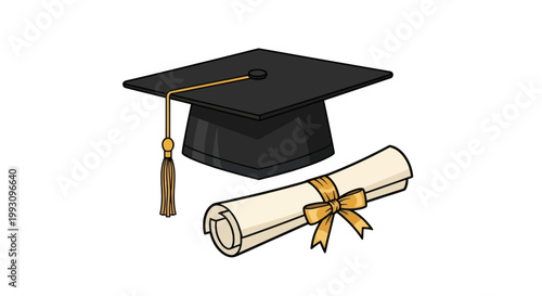 Graduation Cap and Diploma Certificate.