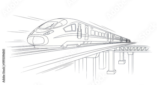 High Speed Train on Railway Tracks.