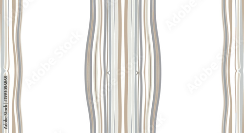 A modern, iconographic pattern featuring a fusion of hybrid visual systems with wavy, striped lines in shades of gray, beige, and white on a clean background.