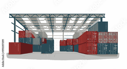 Industrial Storage Facility with Stacked Shipping Containers