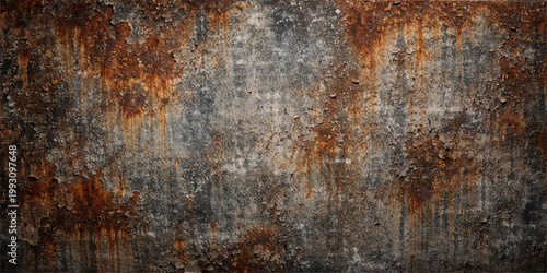 Canvas-taulu A weathered vintage backdrop featuring a rough brown rust pattern on an aged, gr