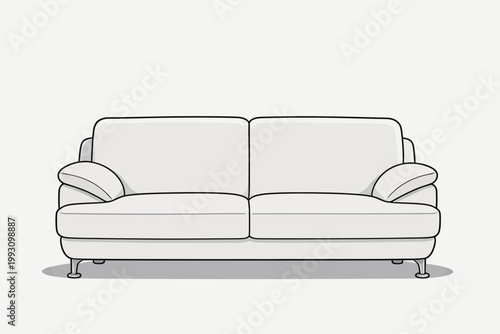 Minimalist White Two - Seater Sofa Illustration