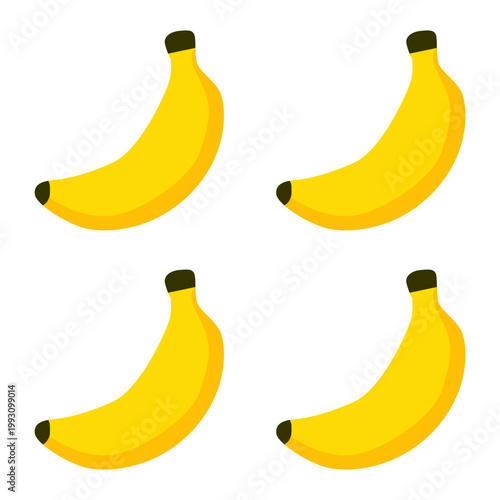 Four ripe yellow banana fruits vector illustration