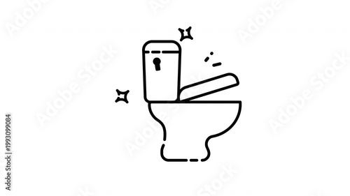 Toilet icon animation suitable for hygiene promotions, cleaning advertisements, bathroom related projects. Perfect for plumbing companies, household product campaigns, or public health initiatives.