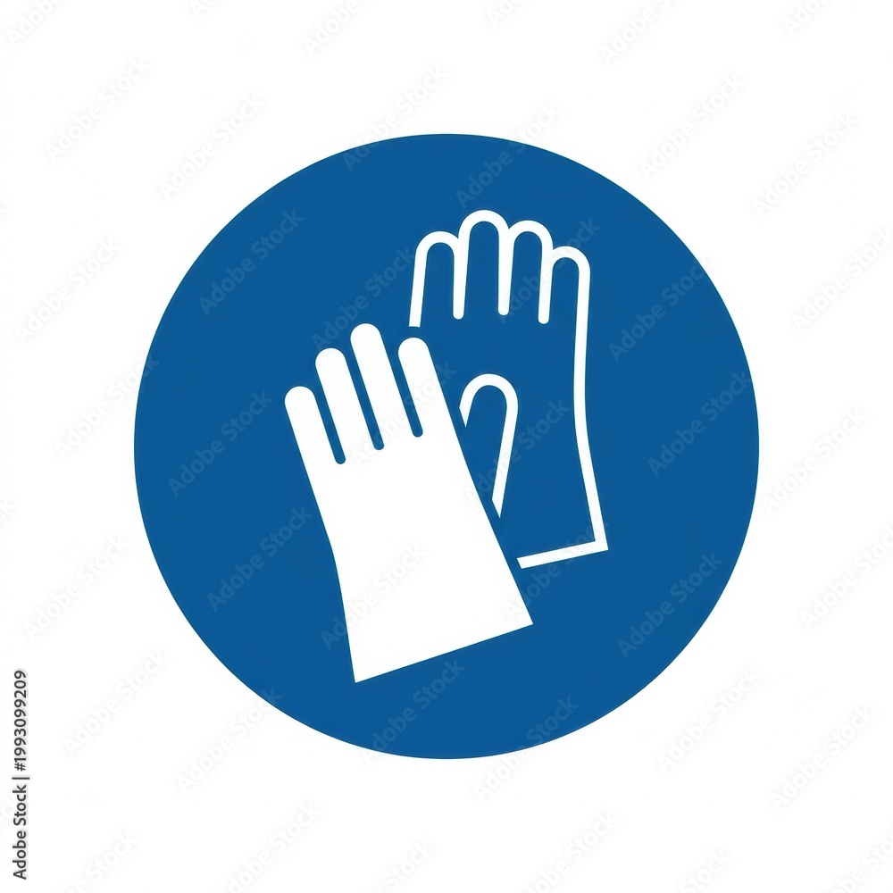 Fototapeta premium Safety Gloves Mandatory Sign for Workplace Protection and Compliance in Industrial Environments to Promote Worker Safety Measures Effectively
