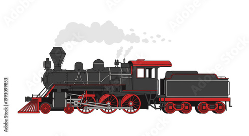 Vintage steam locomotive emitting smoke