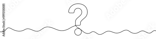Illustration of a question mark, made in one continuous line. Minimalistic drawing of a query, help, or unknown symbol in the style of one line art. Vector illustration.