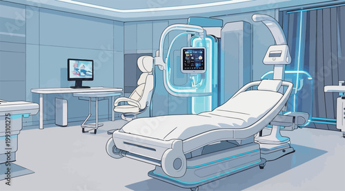 Futuristic Medical Examination Room with Equipment
