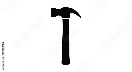A striking black silhouette of a claw hammer against a white background silhouette