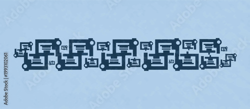 Abstract geometric agricultural machinery pattern. Smart farming technology horizontal banner. Digital network vector illustration