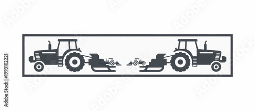 Tractor pull competition silhouette vector illustration. Minimalist flat design banner with agricultural machinery. Farm equipment expo graphic element