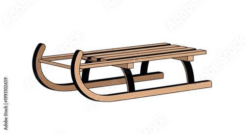 Classic wooden sled for winter fun
