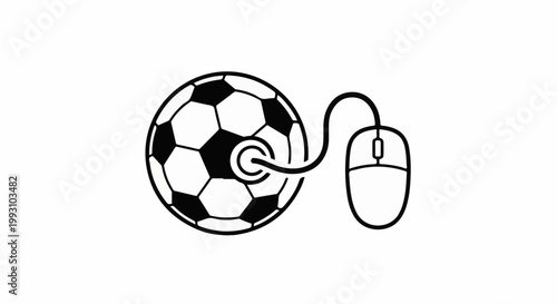 A black and white icon depicts a soccer ball connected to a computer mouse