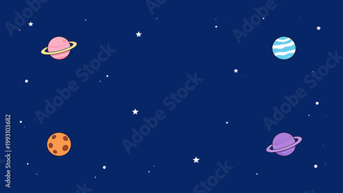 Colorful cartoon planets in space