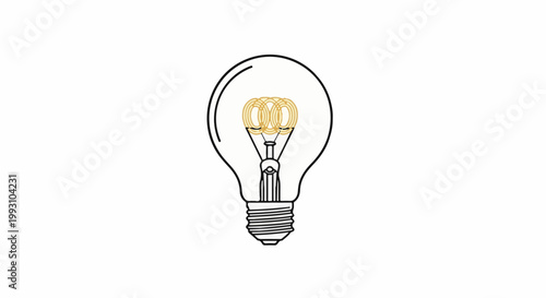 A simple outline drawing of an incandescent light bulb with filament