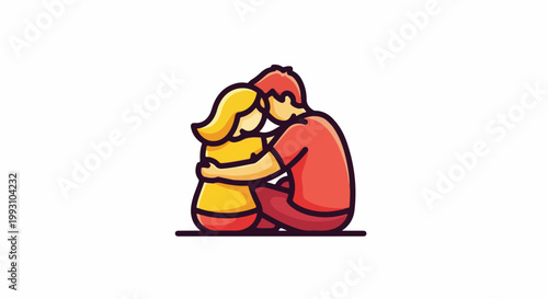 Two people embracing in a loving hug, seated close together