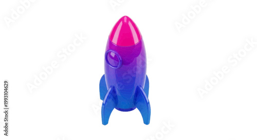 Vector illustration of 3d render of a colorful toy rocket on a transparent background