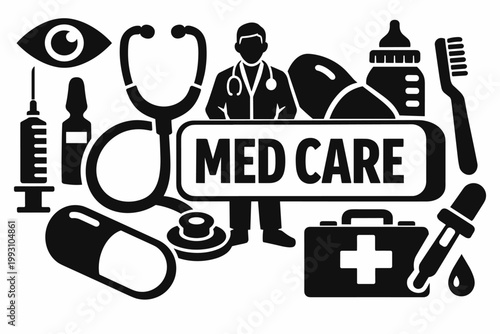 Medical Care Icons Collage