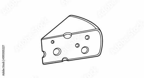 A simple black and white line drawing of a wedge of cheese with holes