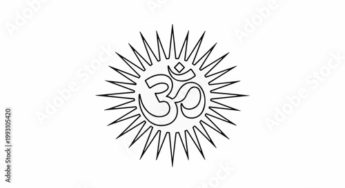 Stylized outline of the sacred Om symbol surrounded by radiating points