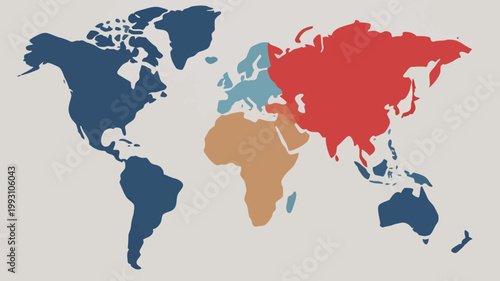 World Map with Color-Coded Continents
