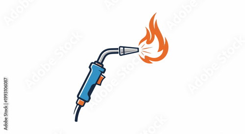 Stylized blue torch with orange flame igniting