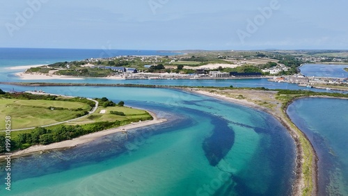 Konstfotografi Aerial drone view of Hayle Estuary and Carnsew Pool, Cornwall, England