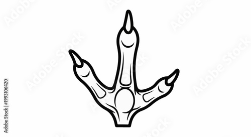Black and white outline of a bird's foot with three distinct toes and sharp claws
