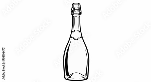 Black outline of a classic champagne bottle with a wire cage stopper