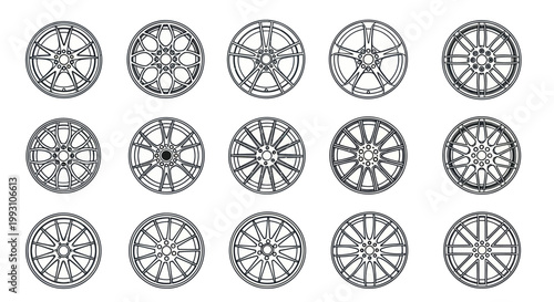 Collection of various car wheel designs