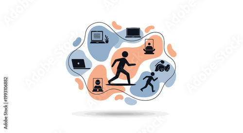 Flat vector illustration of work life balance and remote working concept