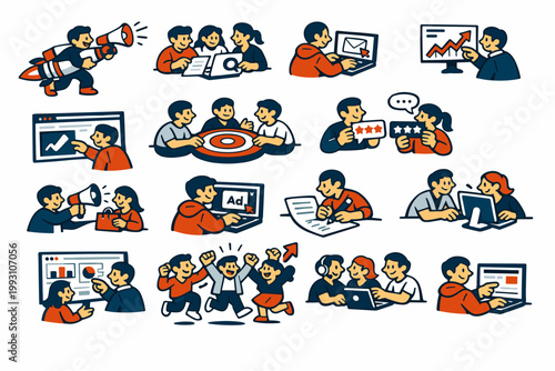 Business Growth and Teamwork Icons