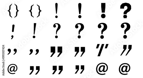 Array of punctuation marks and assorted symbols arranged in a decorative typographic composition.