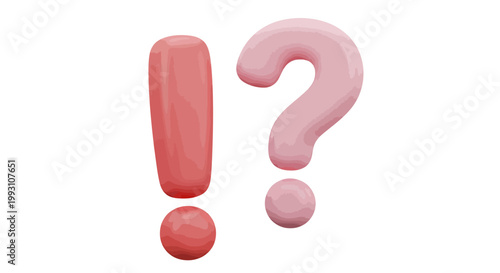 Glossy red exclamation and question marks icon set with bold dimensional design for punctuation emphasis.