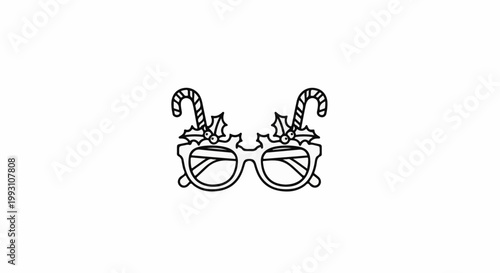 Festive novelty glasses adorned with candy canes and holly